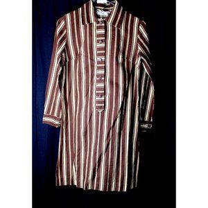 Irvington Place Vintage Tan Brown Stripe 70's Mini M (36" waist) Women's Dress